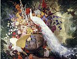 Famous White Paintings - White Peacock and Cockatoos